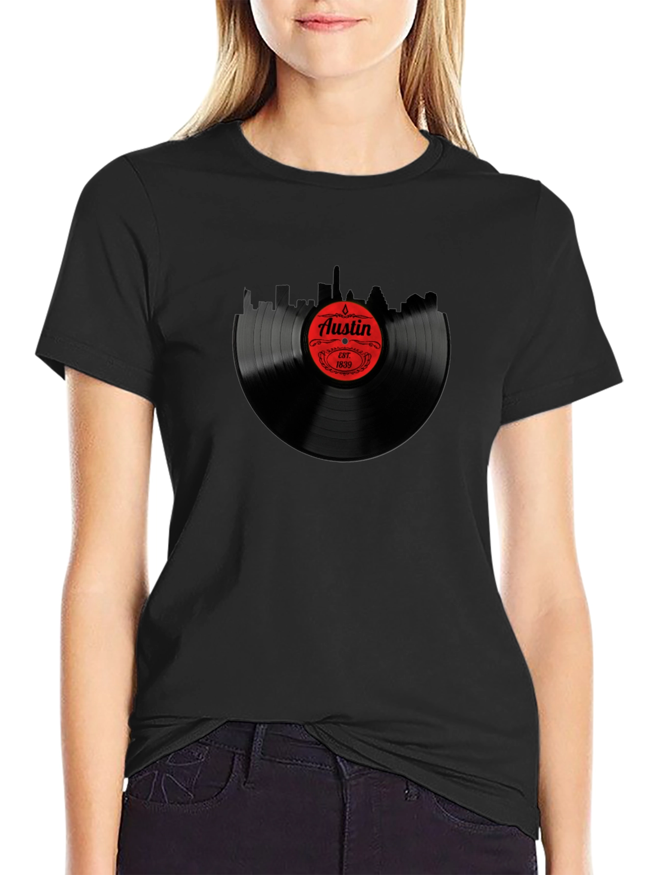 Austin Record Black T-Shirt