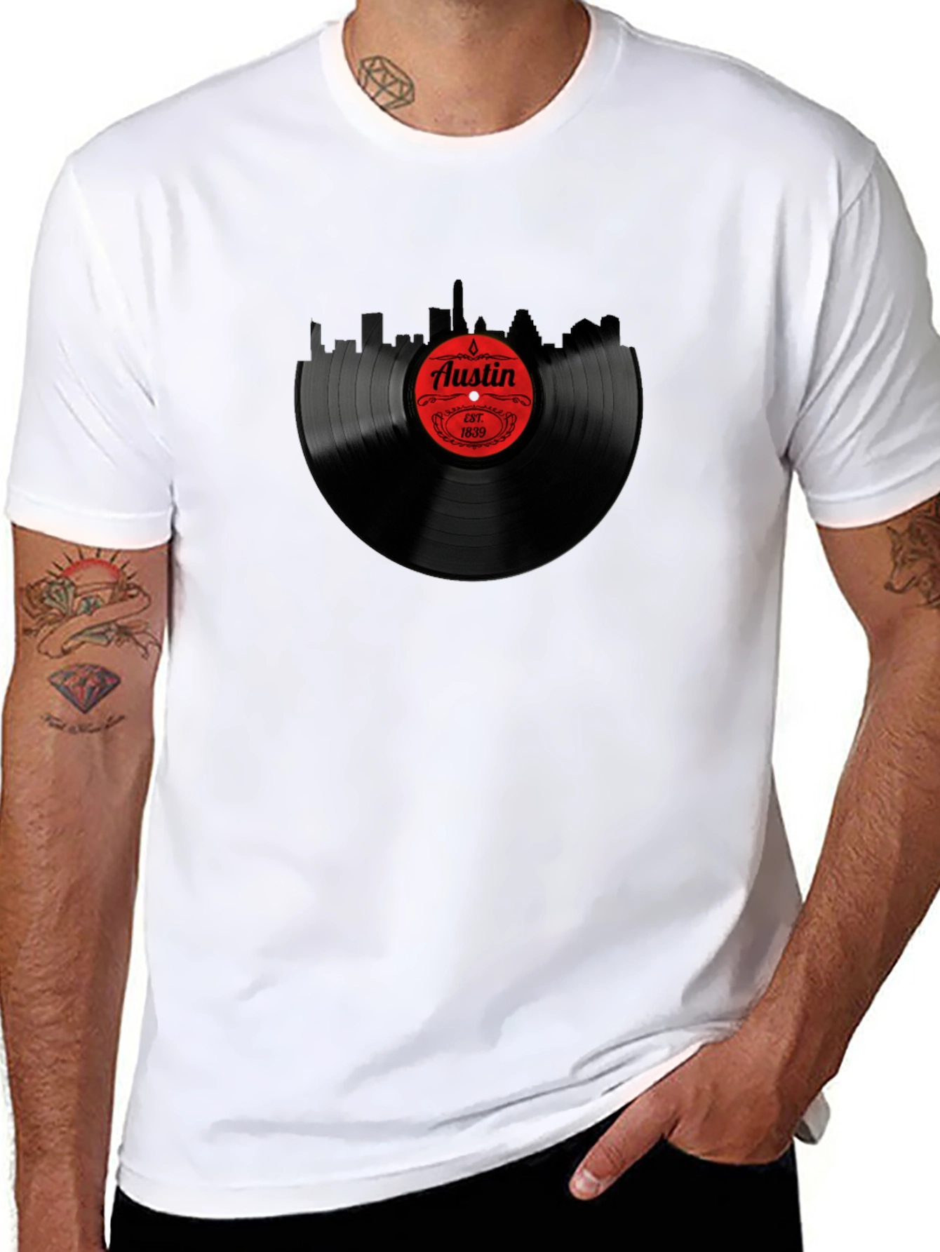 Austin Record Black T-Shirt