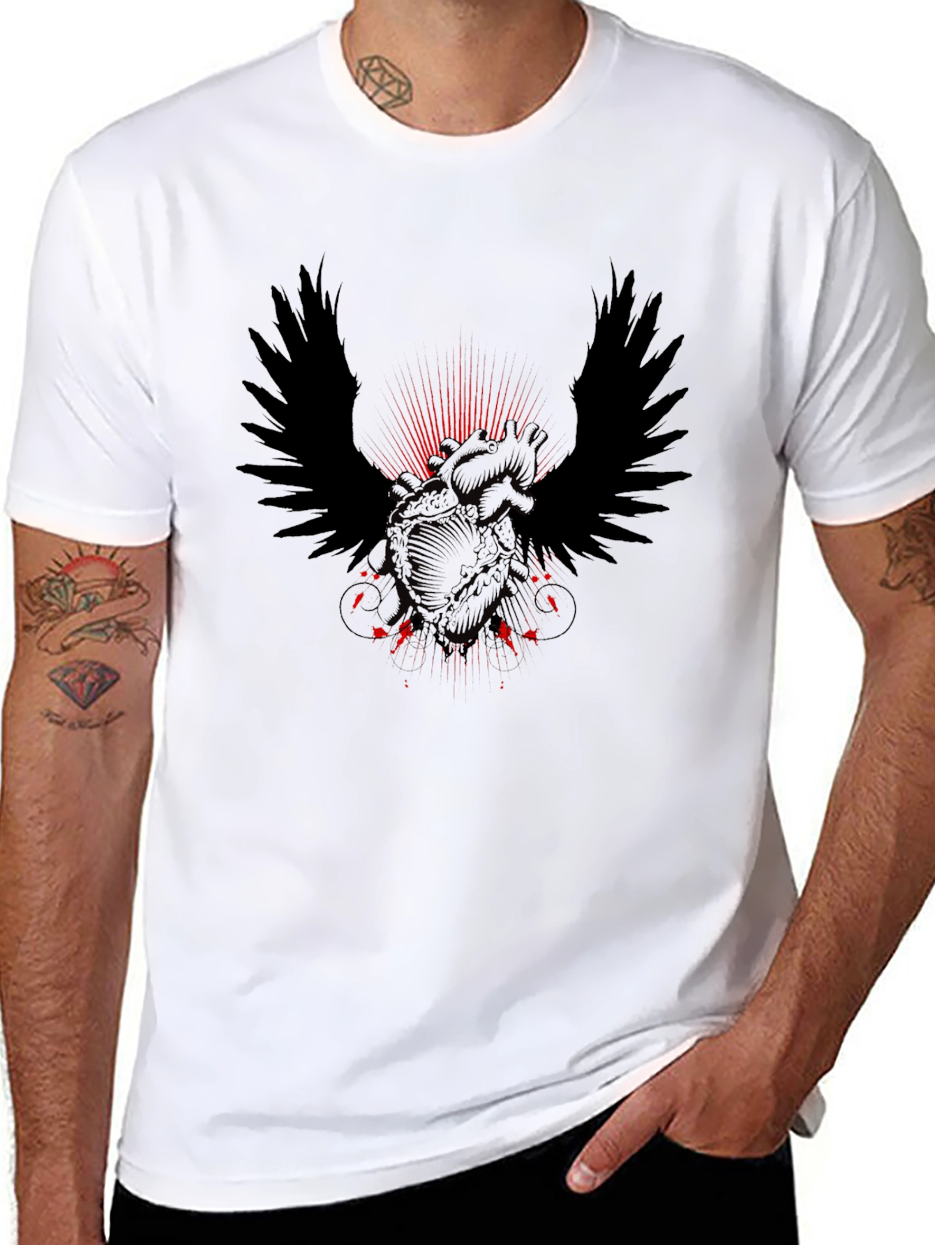 Winged Heart Graphic Tee - Mens Black T-Shirt