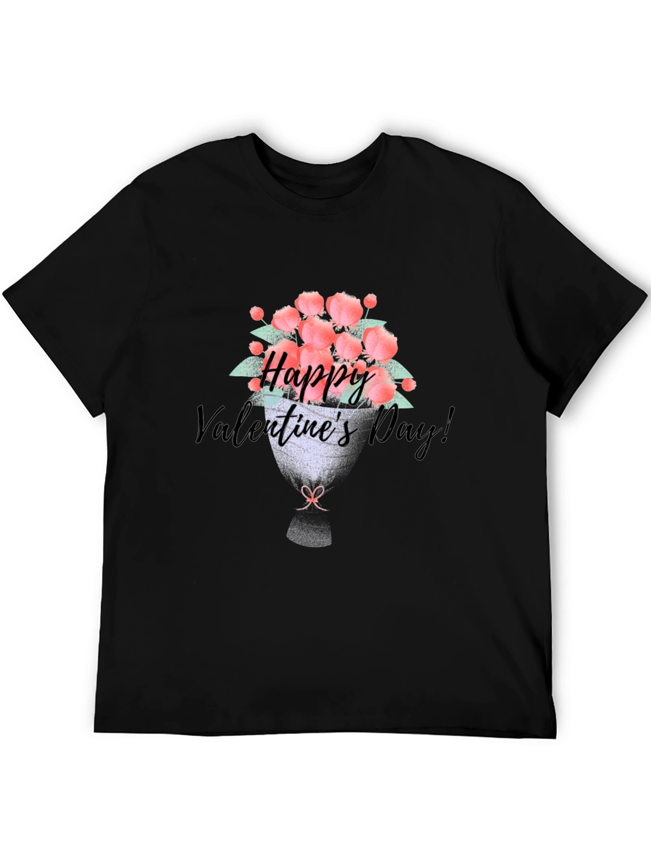 Happy Valentines Day Floral Bouquet Graphic Tee