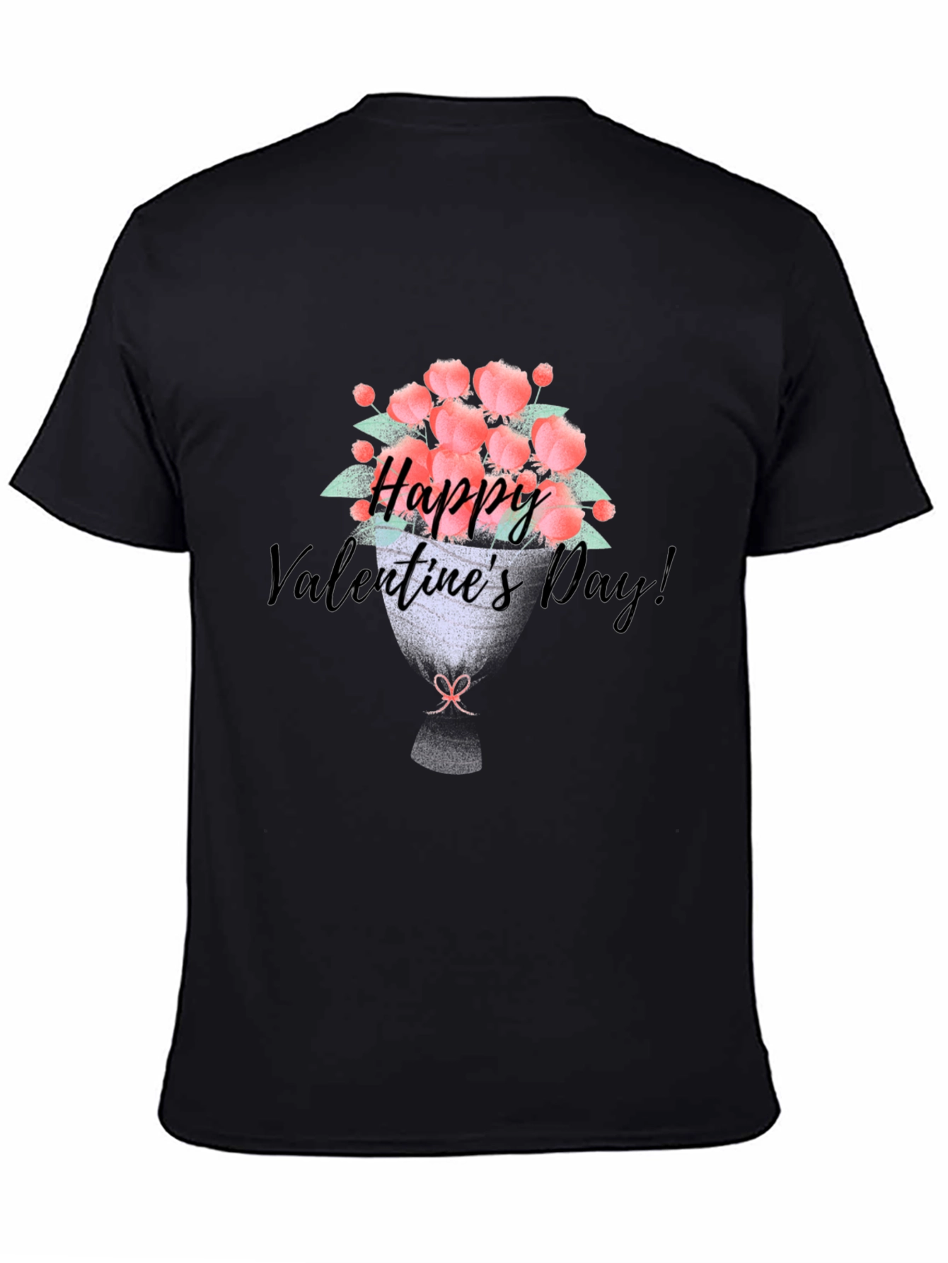 Happy Valentines Day Floral Bouquet Graphic Tee