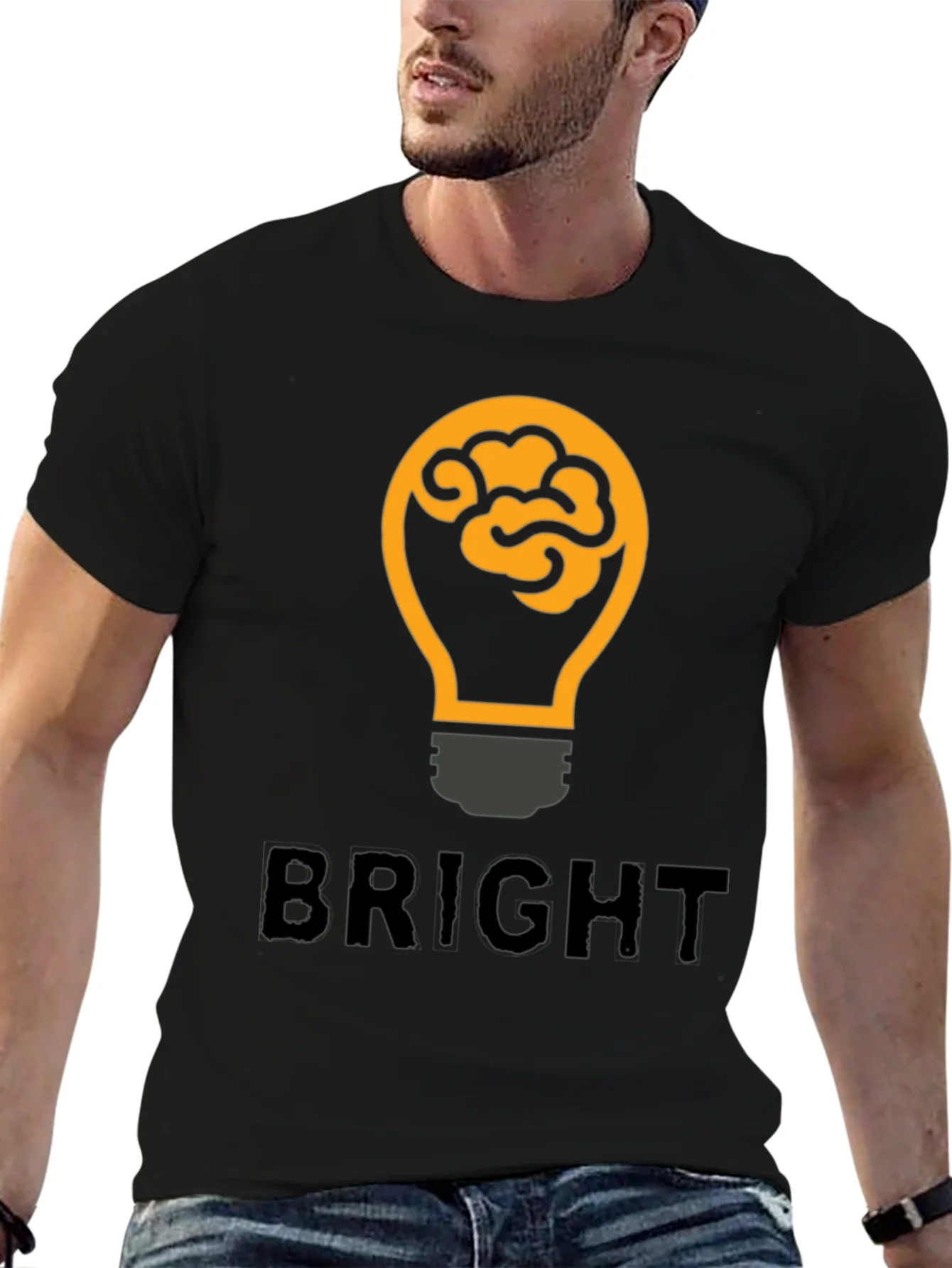 Bright Idea Brain Lightbulb Graphic T-Shirt