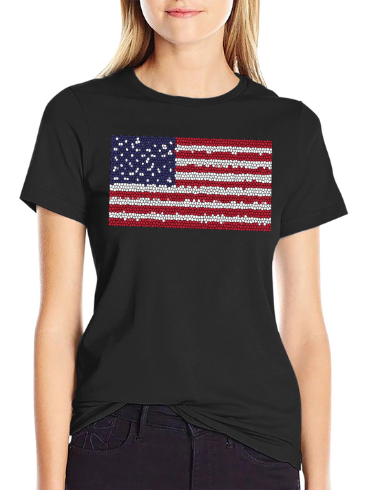 American Flag Mosaic Graphic Tee - Patriotic Style