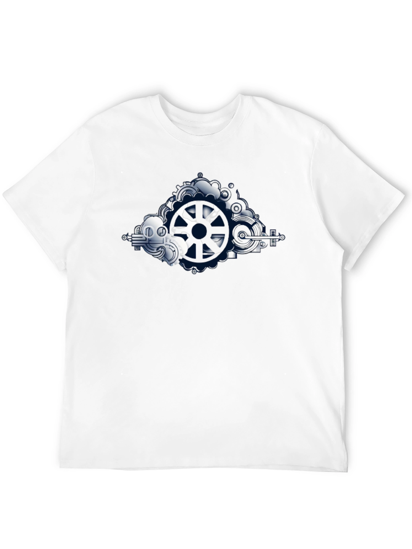 Steampunk Gear Graphic Tee - Black Cotton Blend