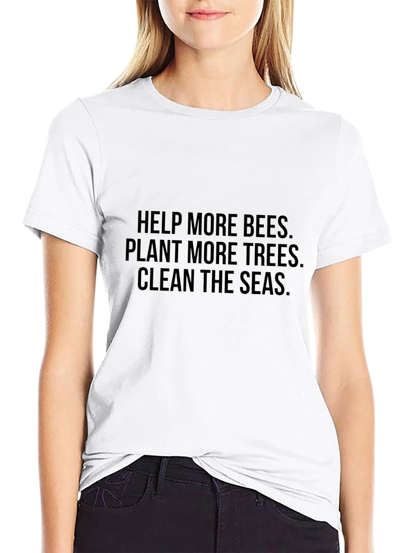 Eco-Friendly Slogan T-Shirt - Help Bees Trees Seas