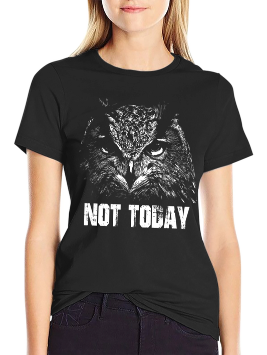 Not Today Owl Graphic Print Black T-Shirt