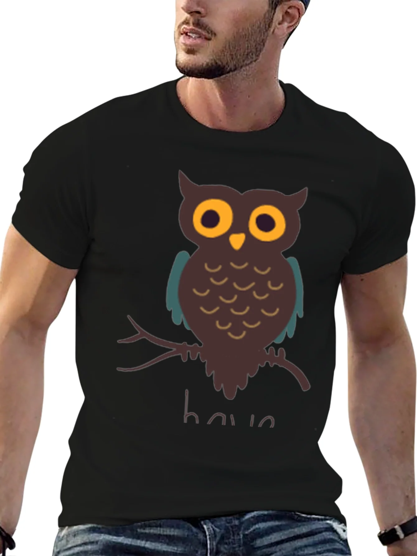 Owl Graphic T-Shirt - Mens Casual Tee