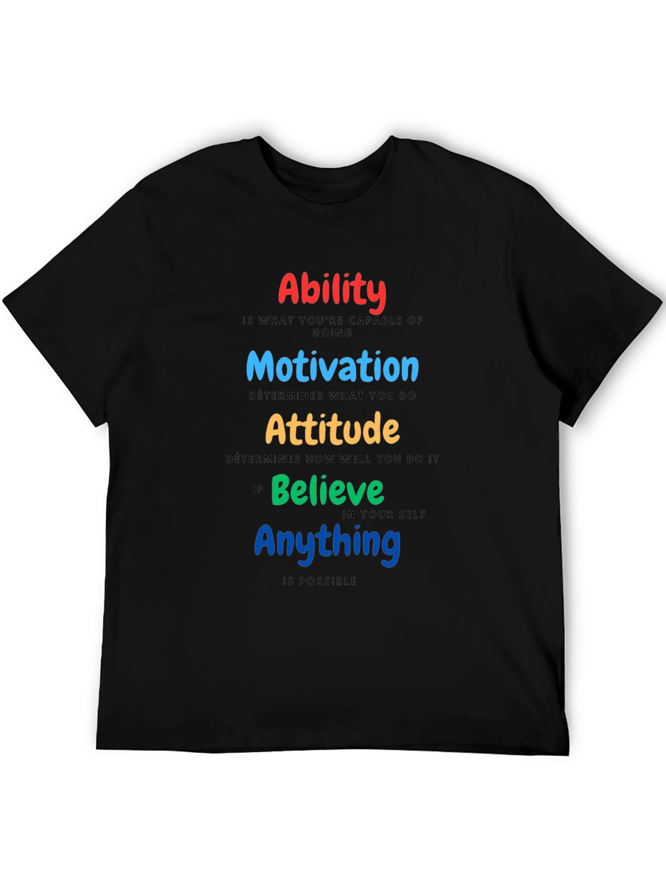 Motivational T-Shirt: Ability Motivation Attitude Believe