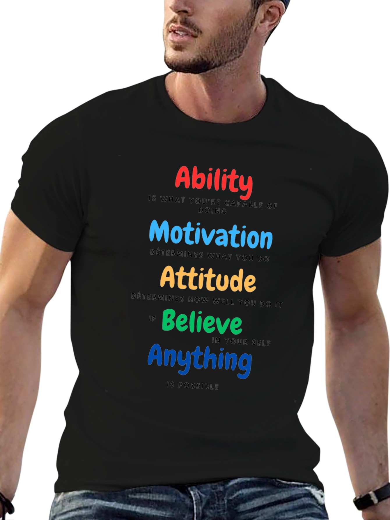 Motivational T-Shirt: Ability Motivation Attitude Believe