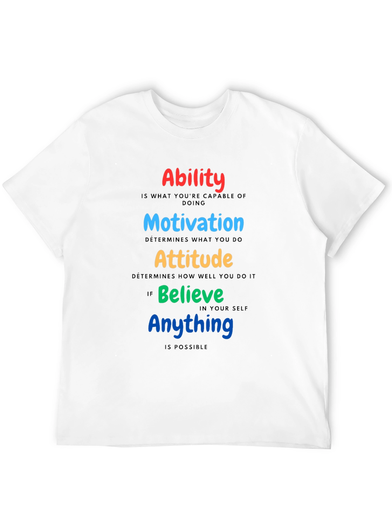Motivational T-Shirt: Ability Motivation Attitude Believe