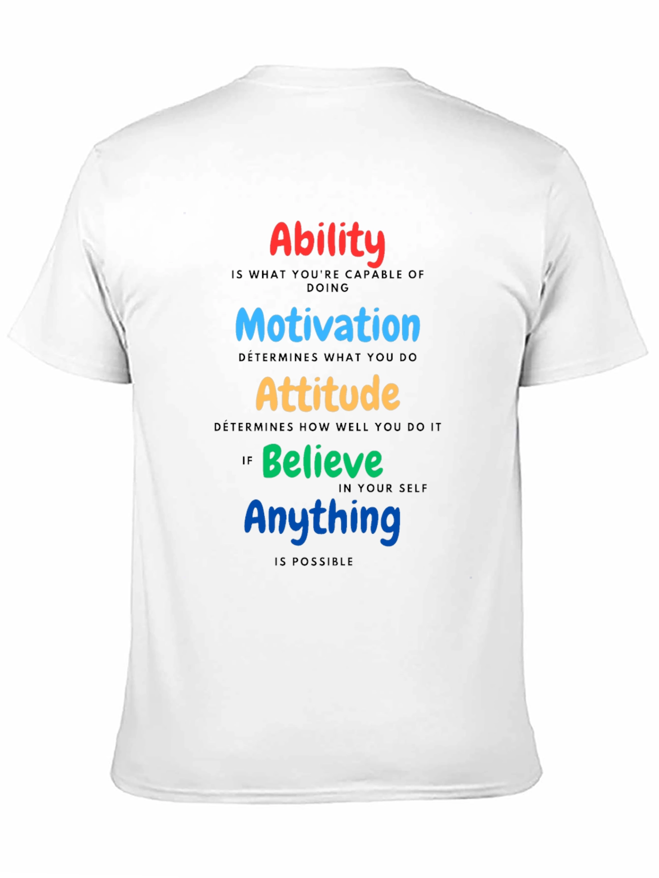 Motivational T-Shirt: Ability Motivation Attitude Believe