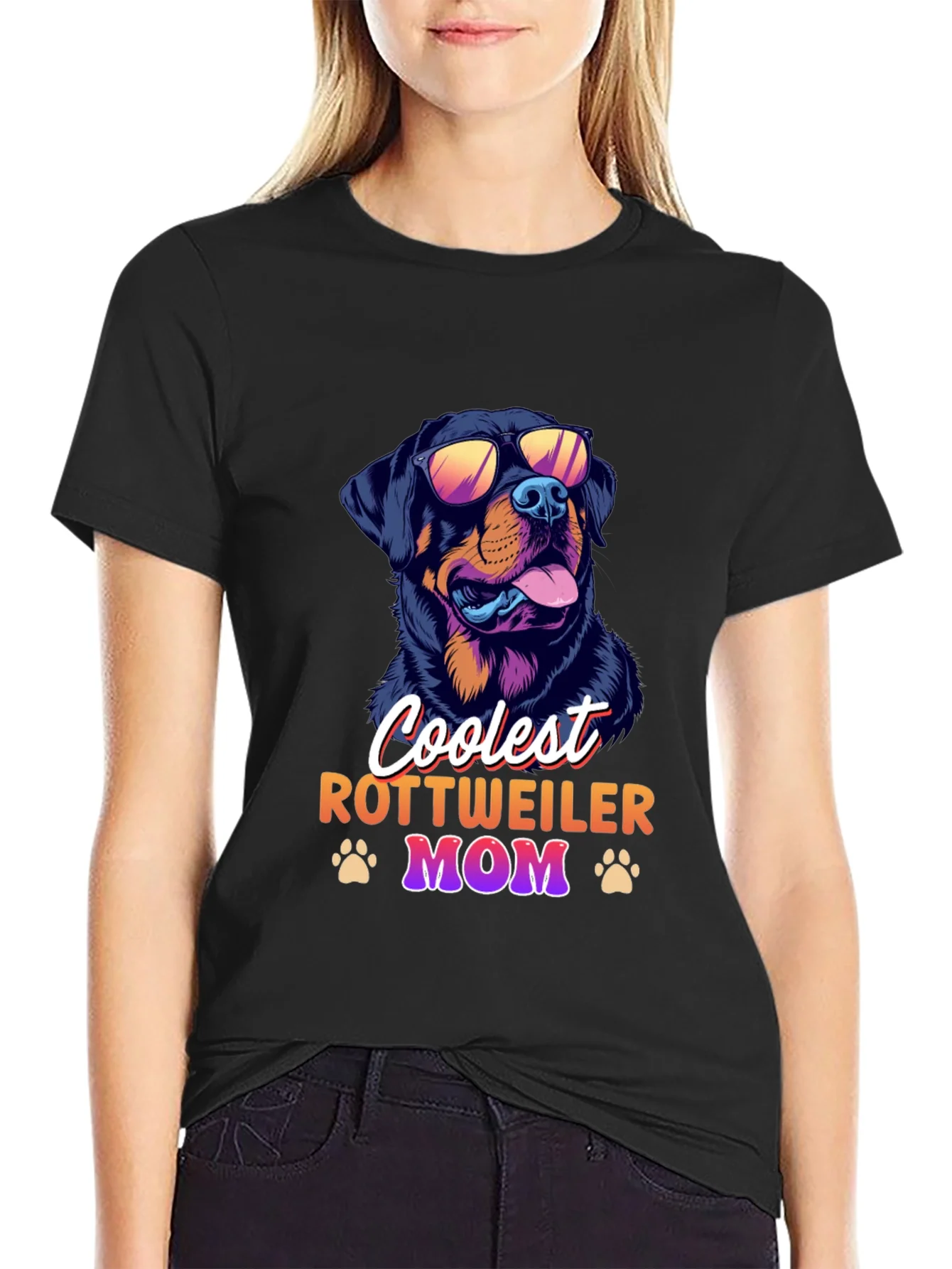 Coolest Rottweiler Mom Black T-Shirt