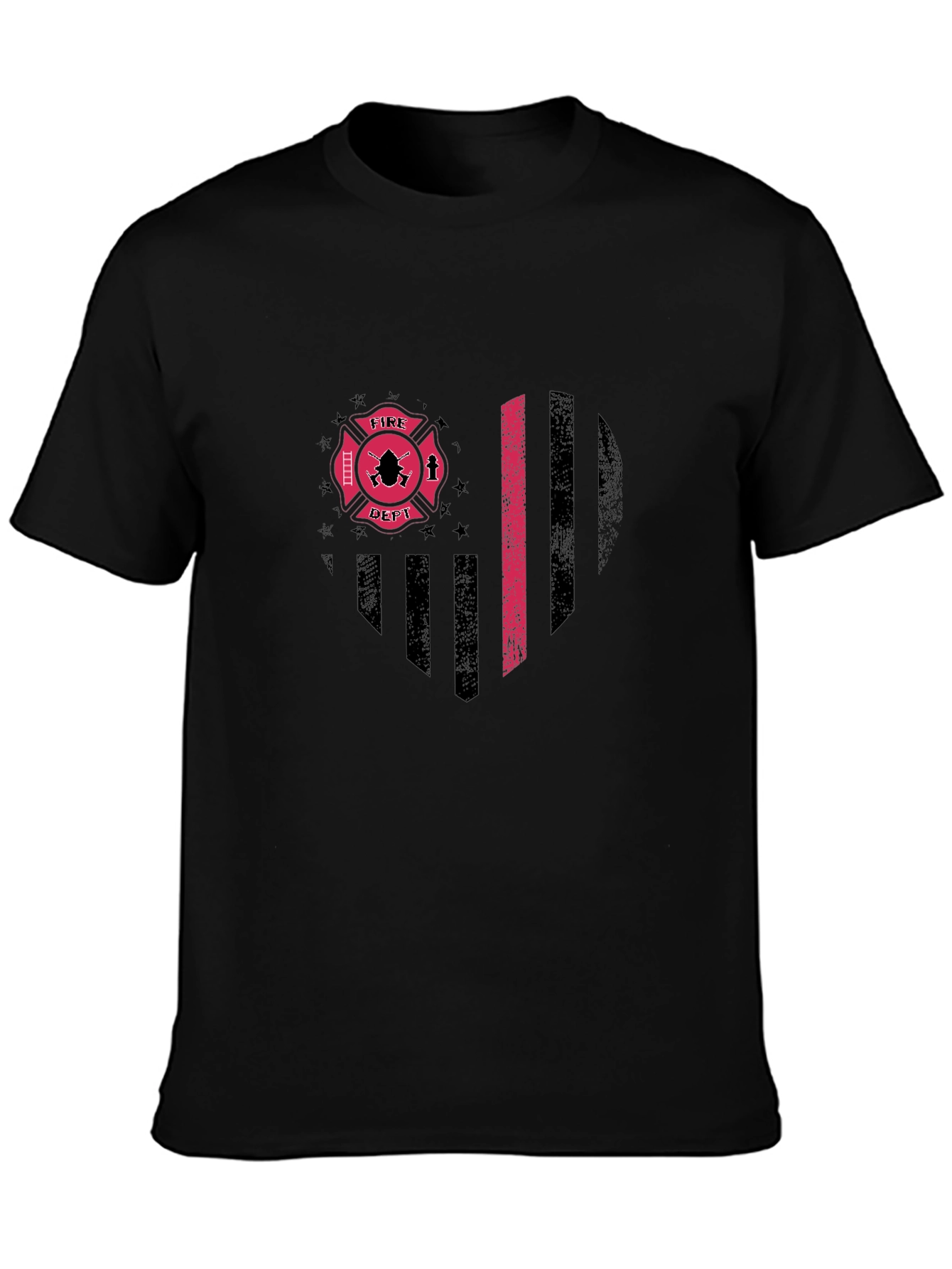 Fire Dept. Flag Heart T-Shirt