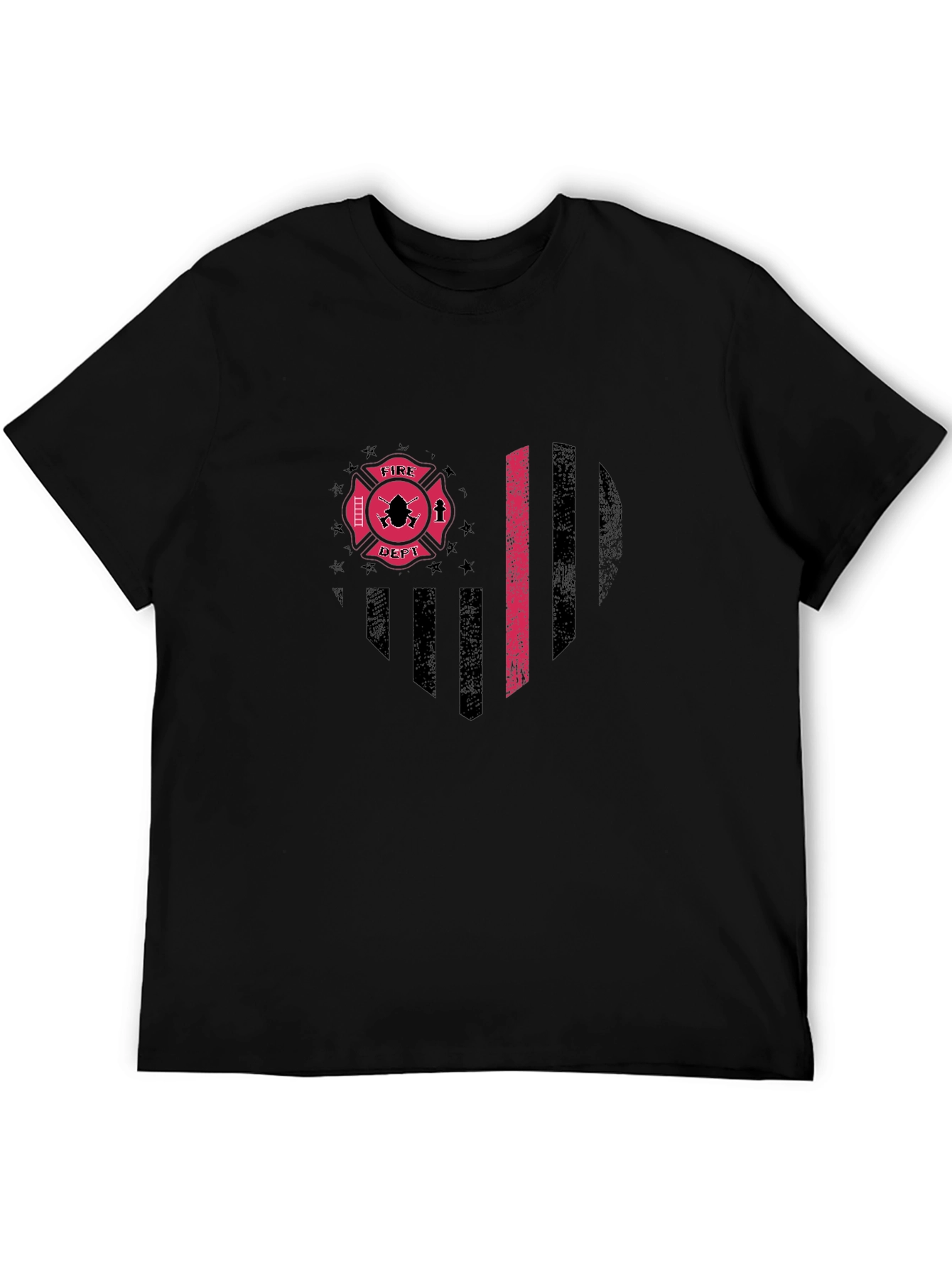 Fire Dept. Flag Heart T-Shirt