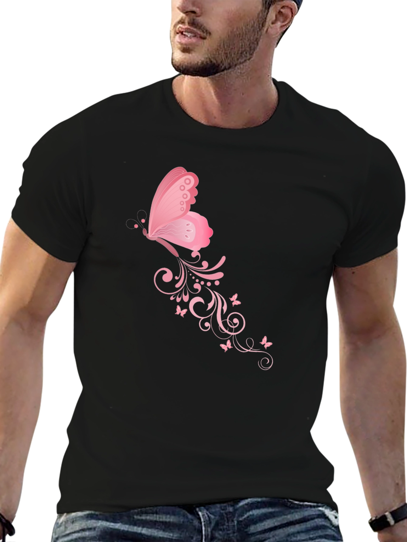 Butterfly Swirl Black T-Shirt