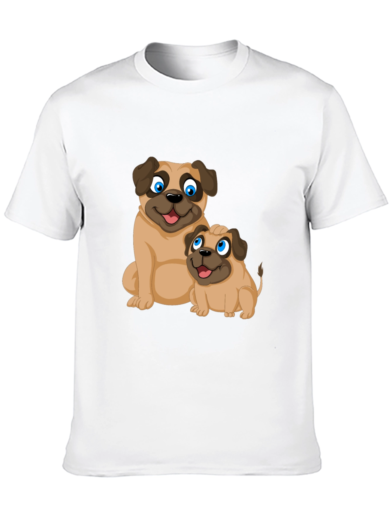 Cute Pug Graphic T-Shirt - Black Casual