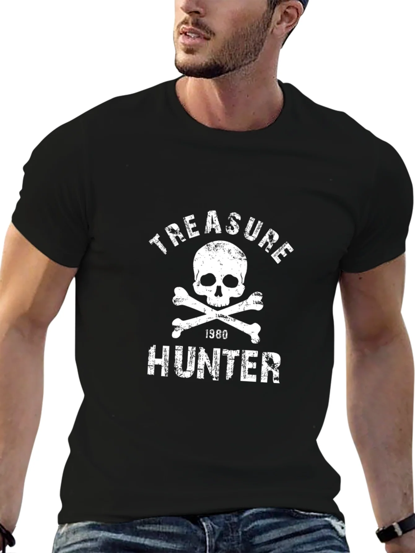Treasure Hunter Skull Graphic T-Shirt