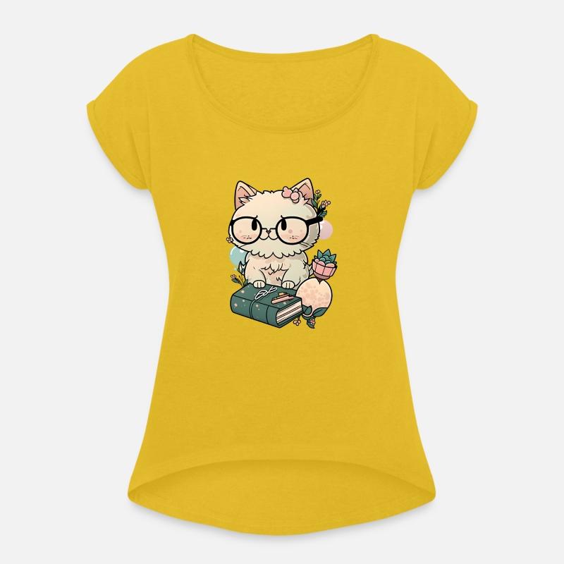 A cat with glasses and book