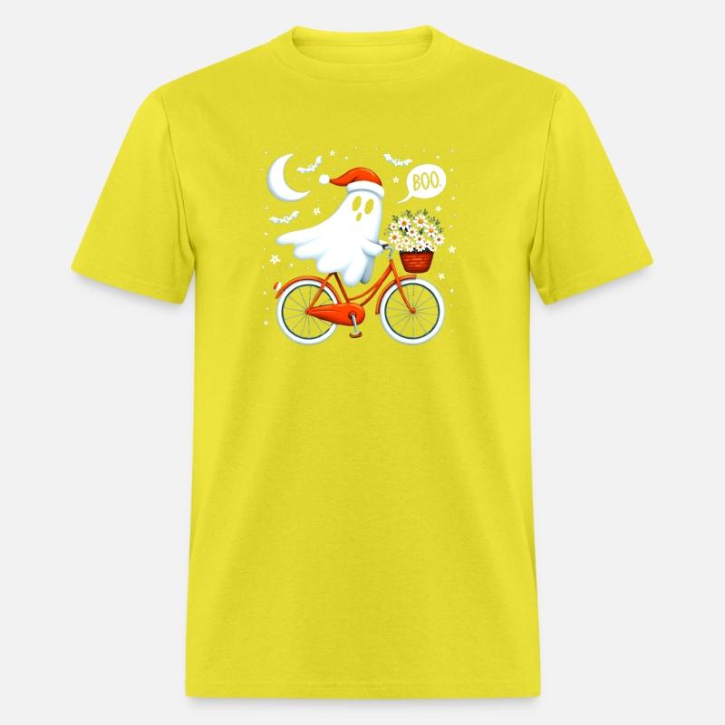 A Whimsical of a Ghost Wearing a Santa Hat T-Shirt