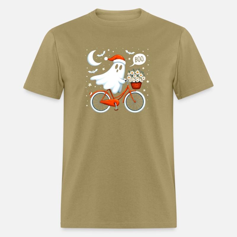 A Whimsical of a Ghost Wearing a Santa Hat T-Shirt