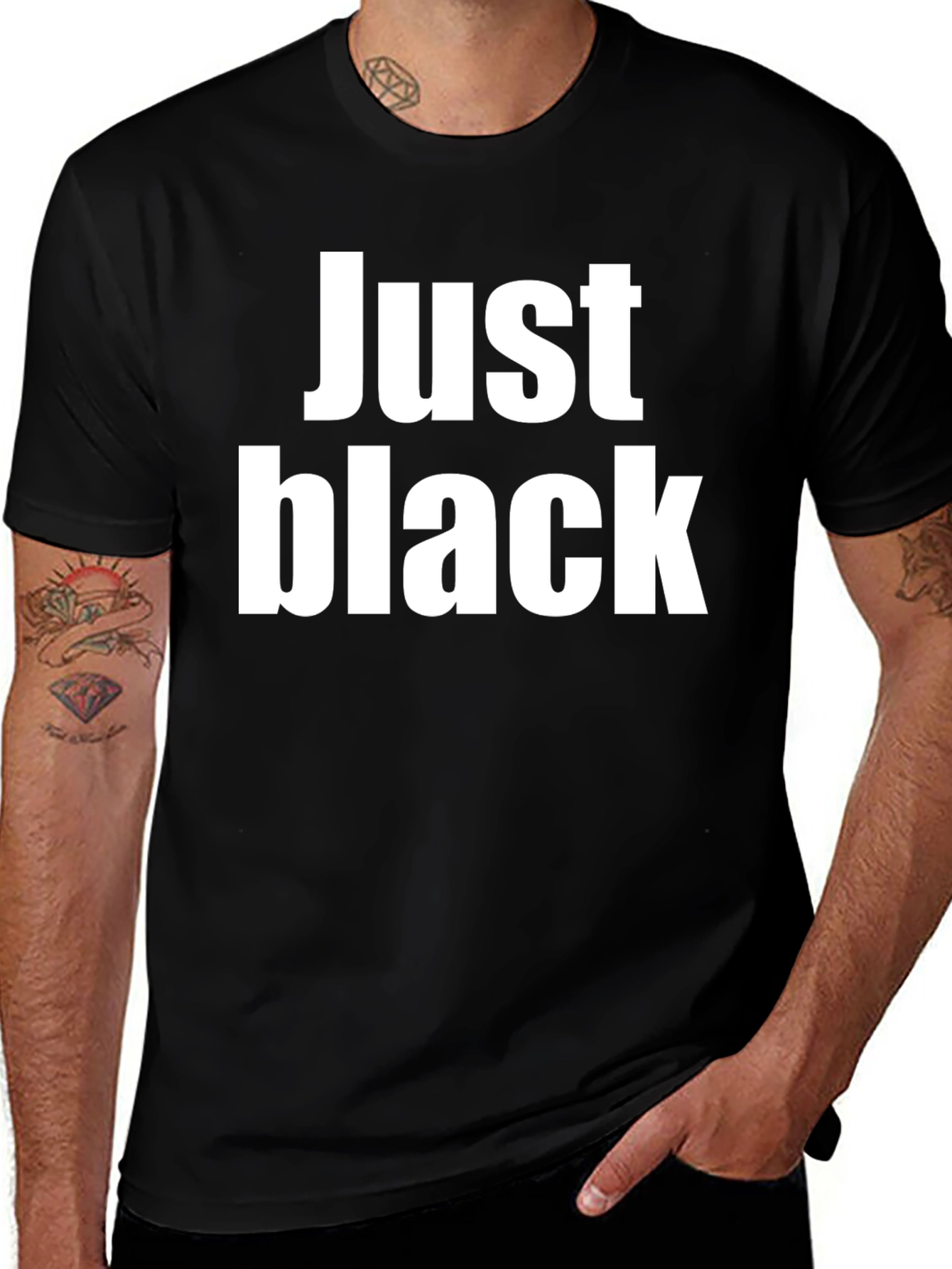 Just Black Crew Neck Tee - Bold Statement T-Shirt