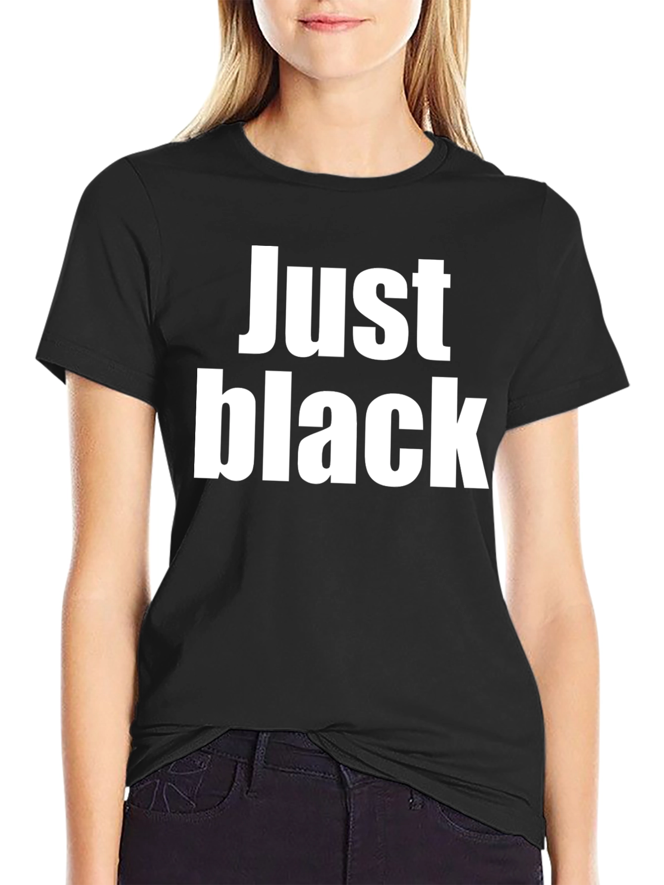 Just Black Crew Neck Tee - Bold Statement T-Shirt