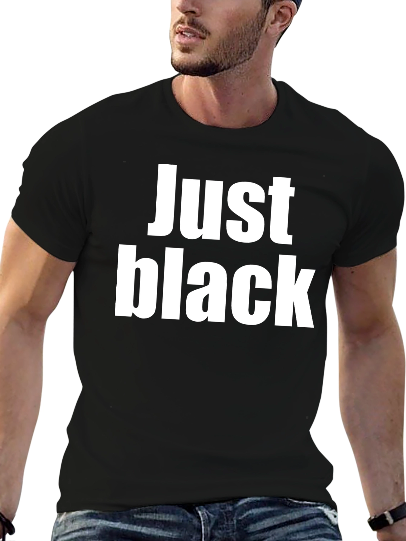 Just Black Crew Neck Tee - Bold Statement T-Shirt