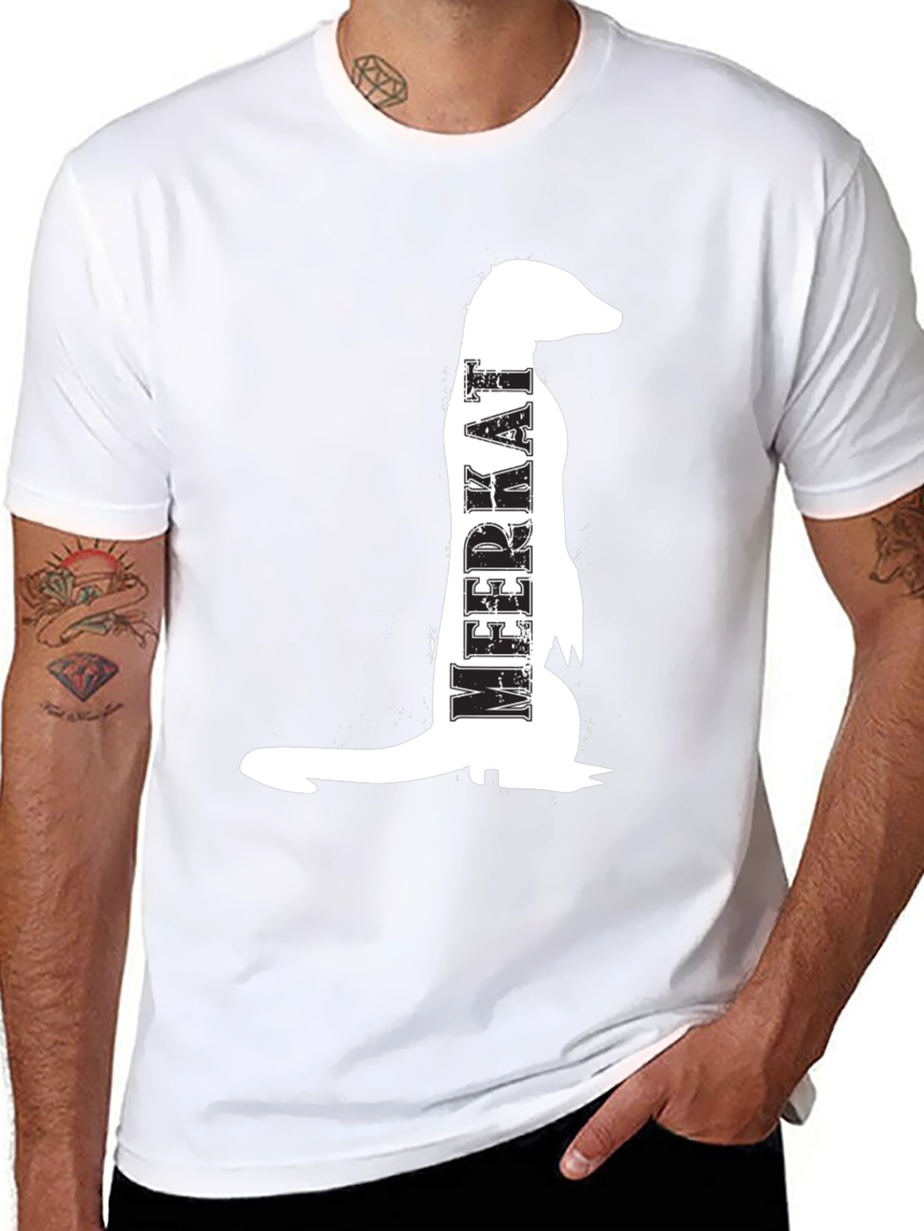 Meerkat Graphic T-Shirt - Mens Black Crew Neck Tee