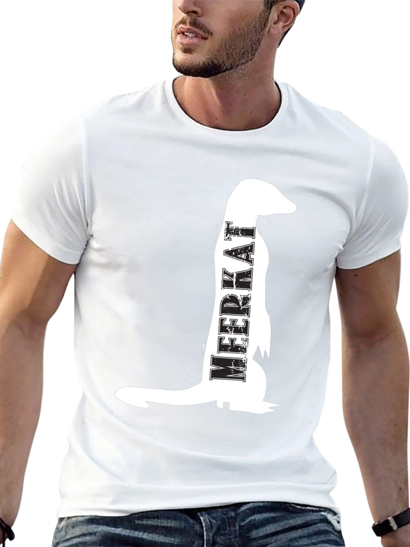 Meerkat Graphic T-Shirt - Mens Black Crew Neck Tee