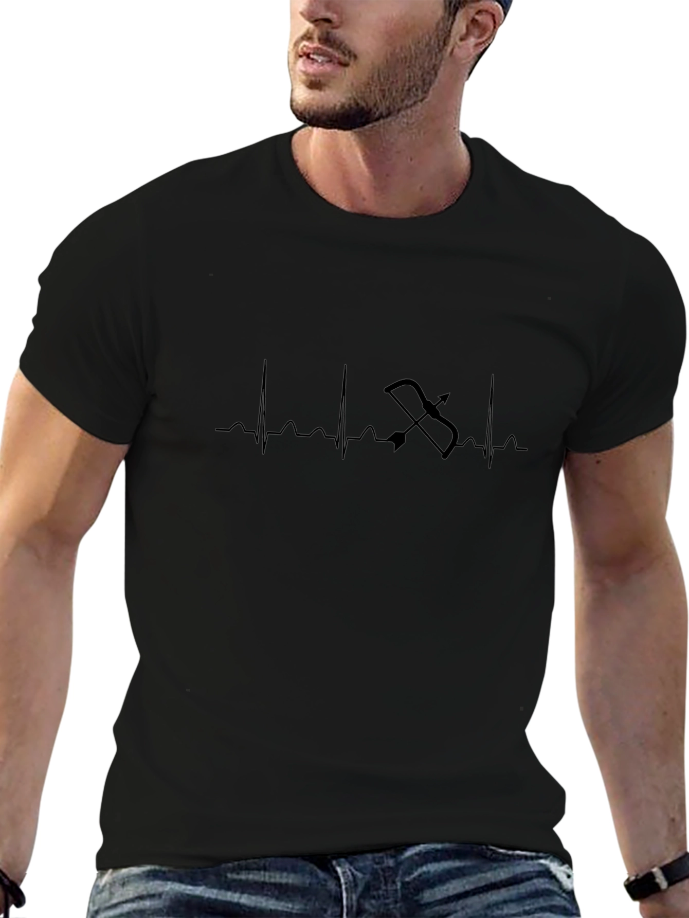 Archery Heartbeat T-Shirt - Black Unique Design
