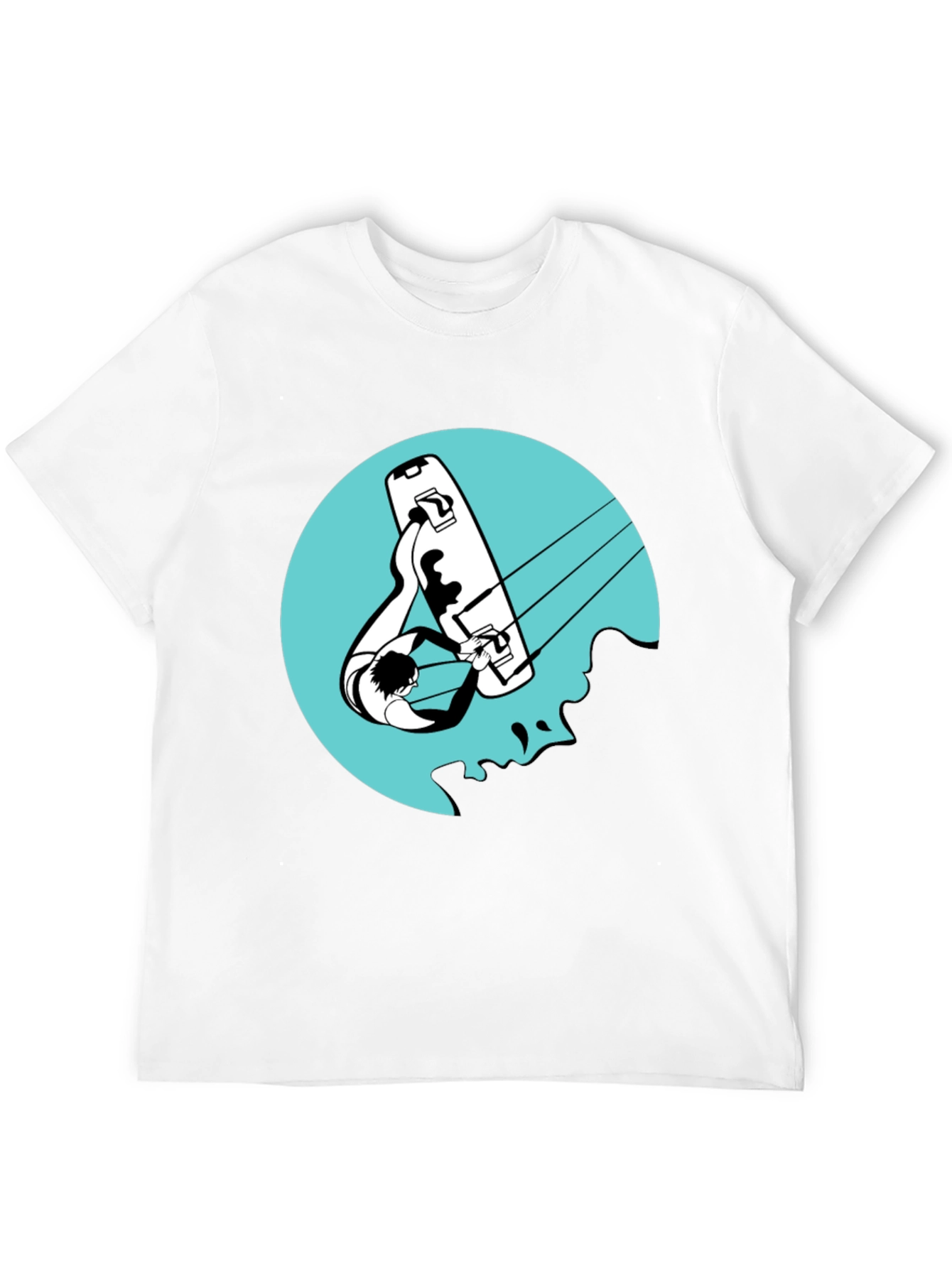 Kitesurfing Graphic Tee - Black Cotton T-Shirt