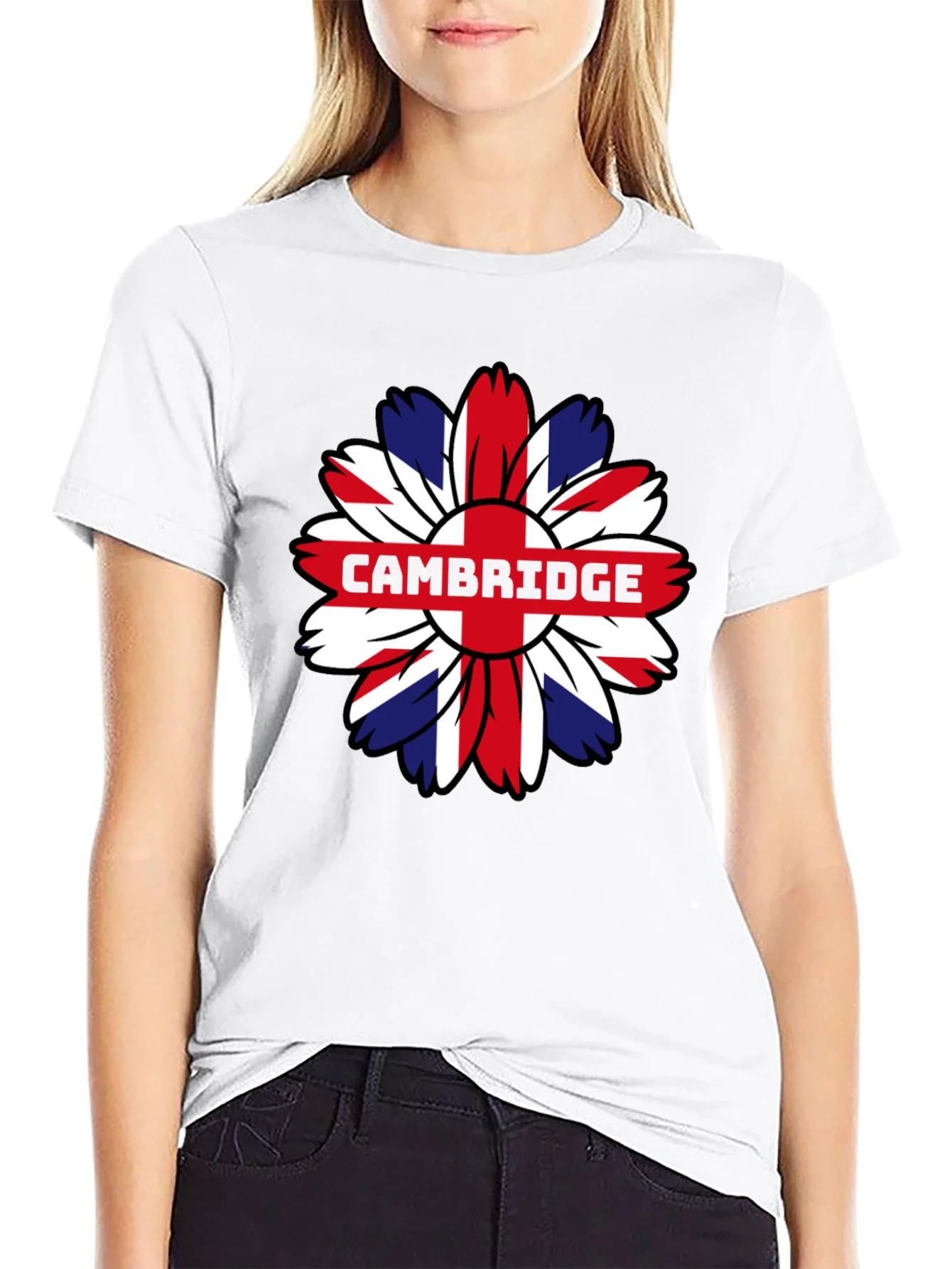 Cambridge UK Flag Flower Graphic Tee