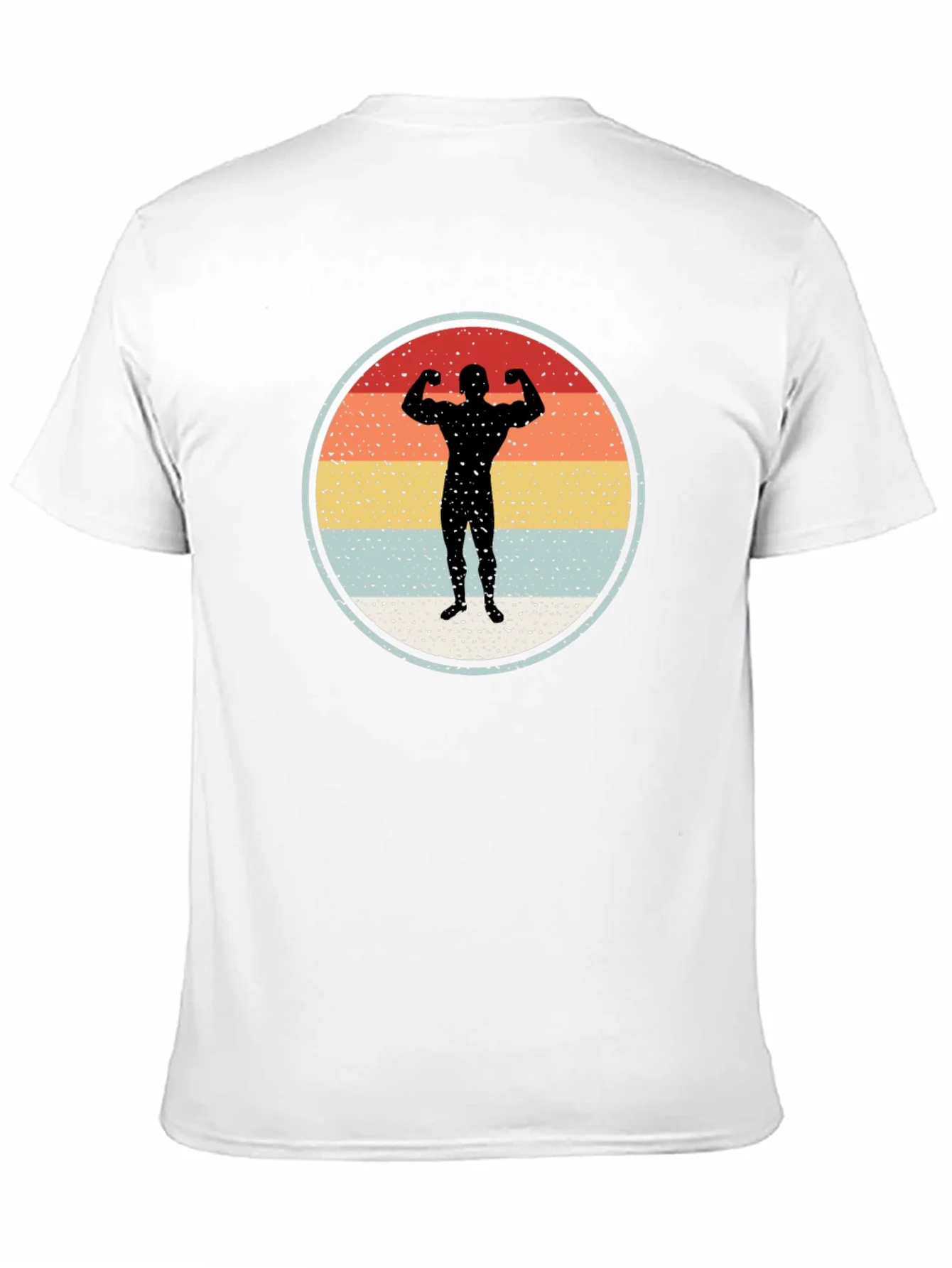 Retro Bodybuilder Silhouette Graphic Tee - Black