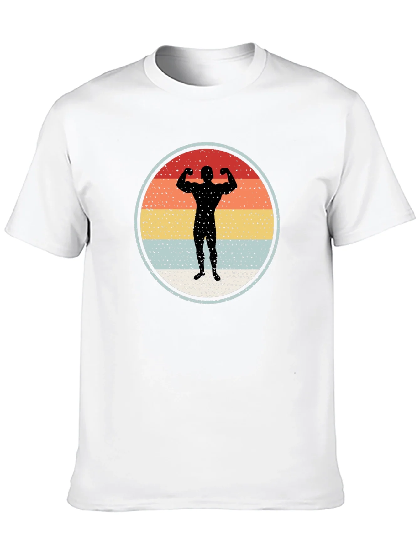 Retro Bodybuilder Silhouette Graphic Tee - Black