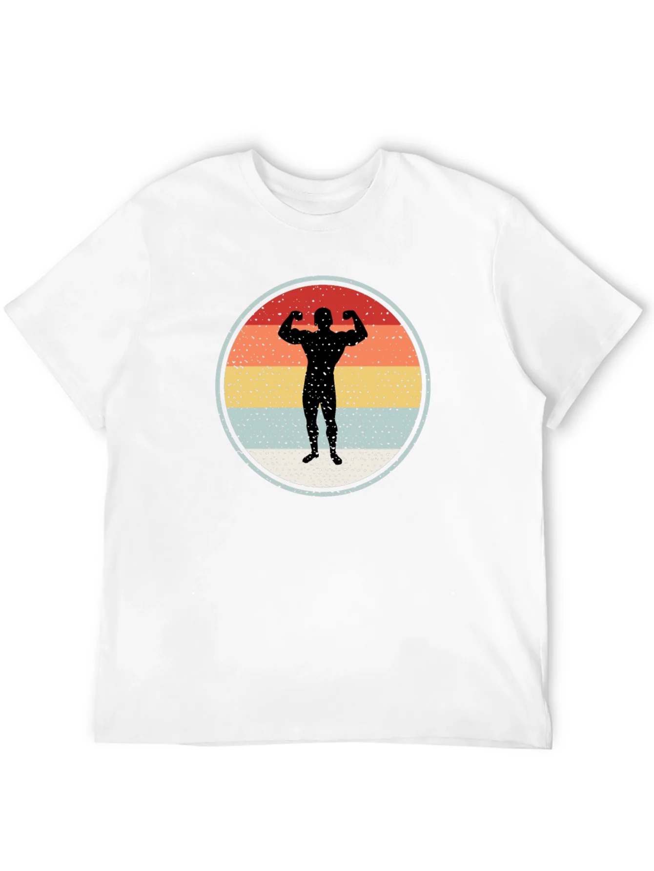 Retro Bodybuilder Silhouette Graphic Tee - Black