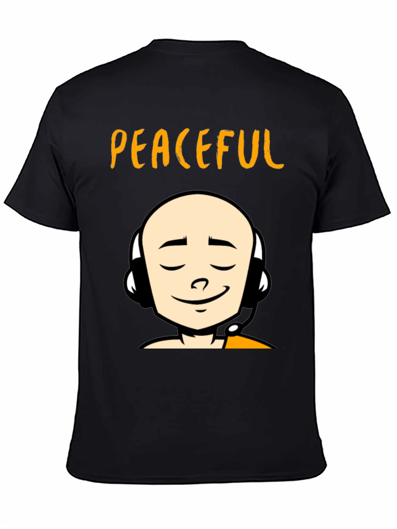 Peaceful Monk Graphic T-Shirt - Black Crew Neck Tee