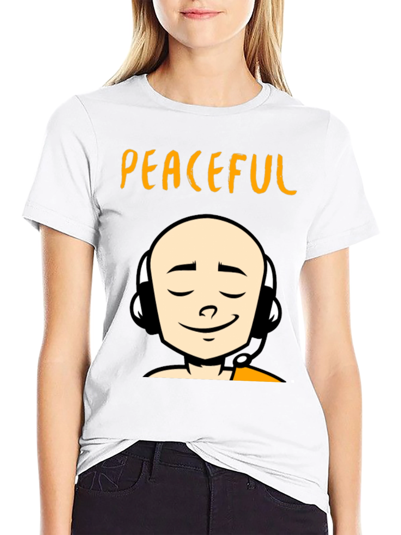 Peaceful Monk Graphic T-Shirt - Black Crew Neck Tee