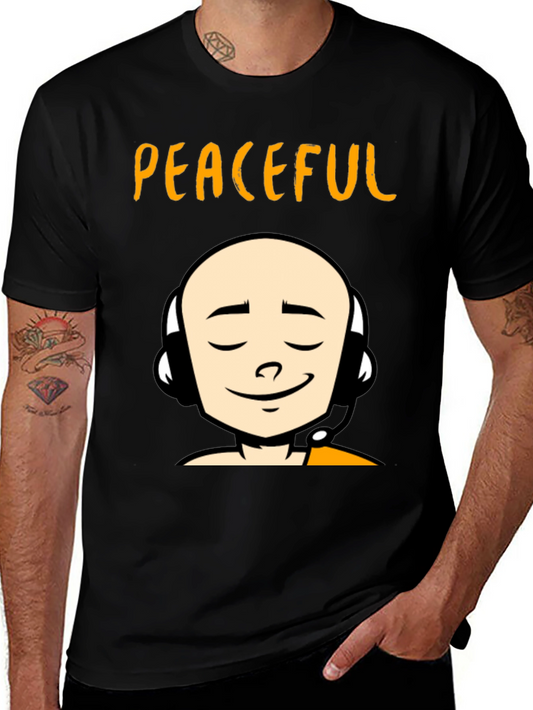 Peaceful Monk Graphic T-Shirt - Black Crew Neck Tee