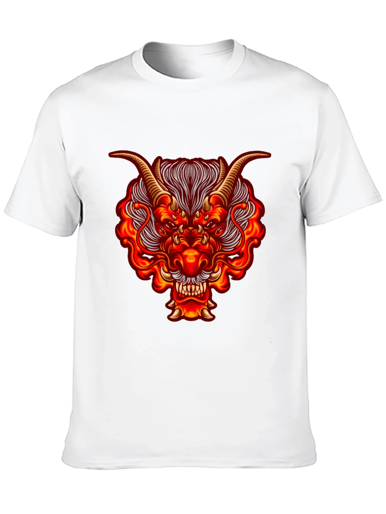 Fiery Dragon Graphic Tee - Bold Black Cotton Shirt