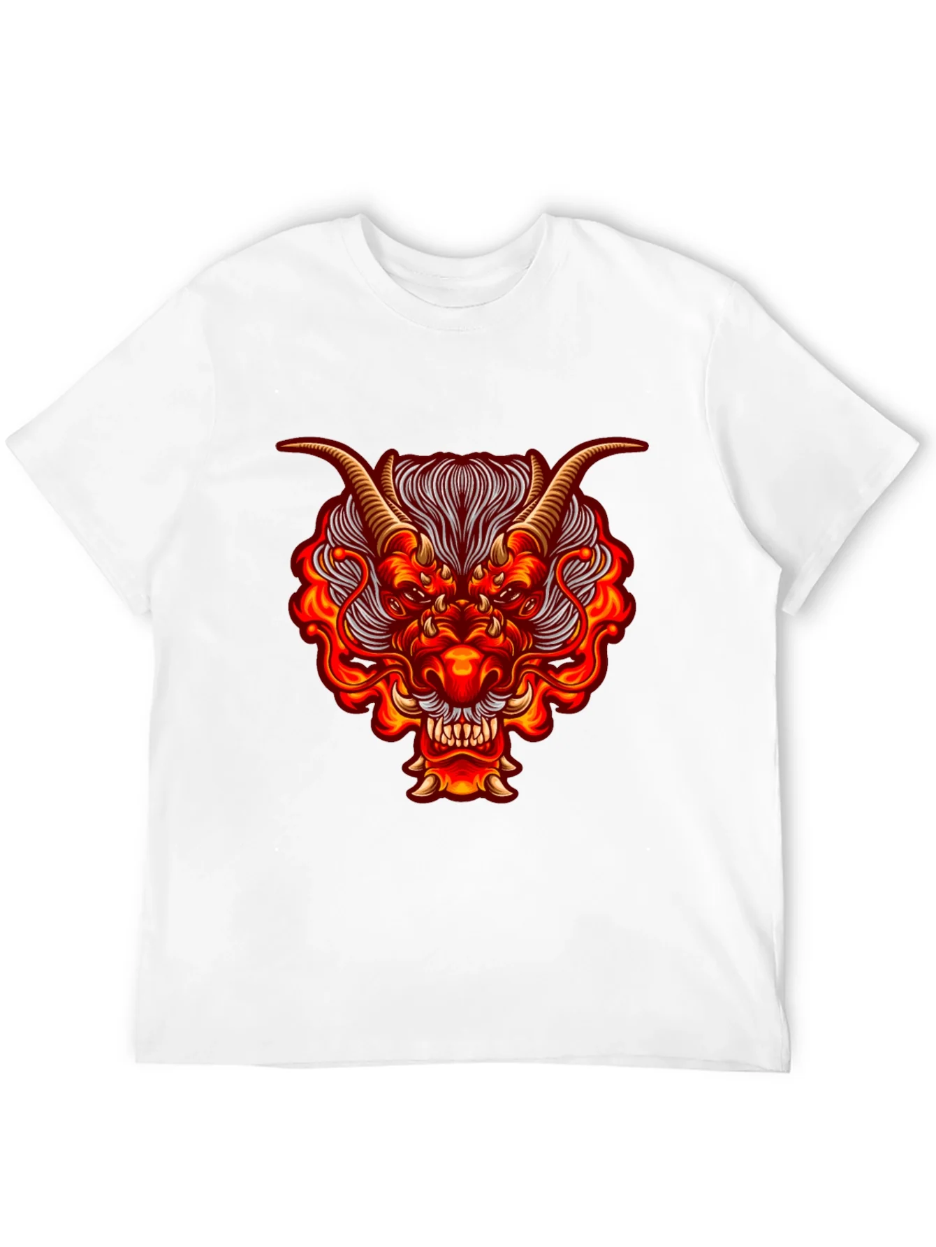 Fiery Dragon Graphic Tee - Bold Black Cotton Shirt