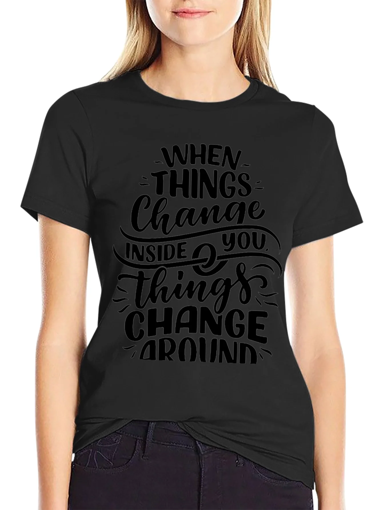 Inspirational Change Quote Black Graphic Tee