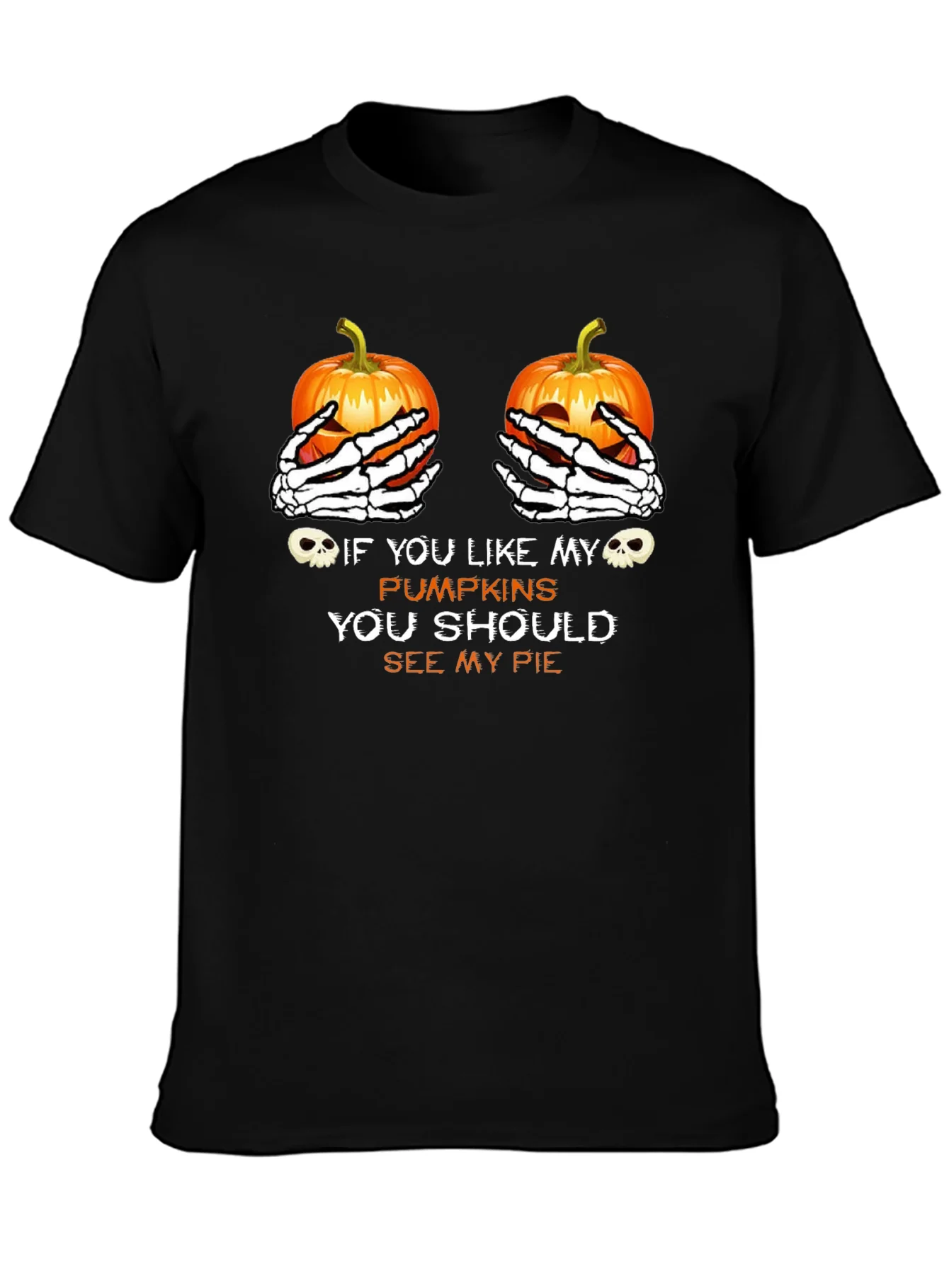 Halloween Pumpkin Skeleton Hands T-Shirt