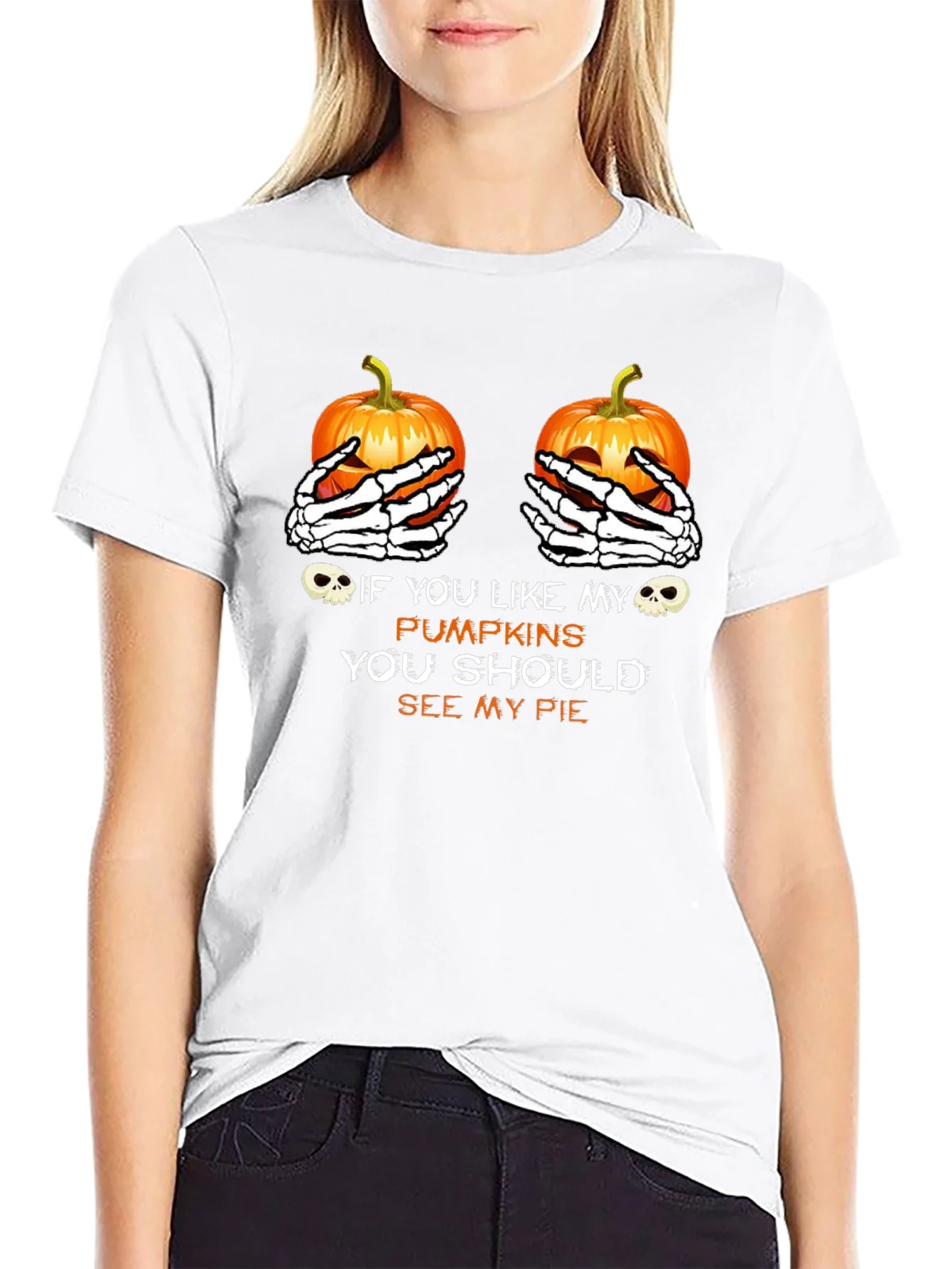 Halloween Pumpkin Skeleton Hands T-Shirt