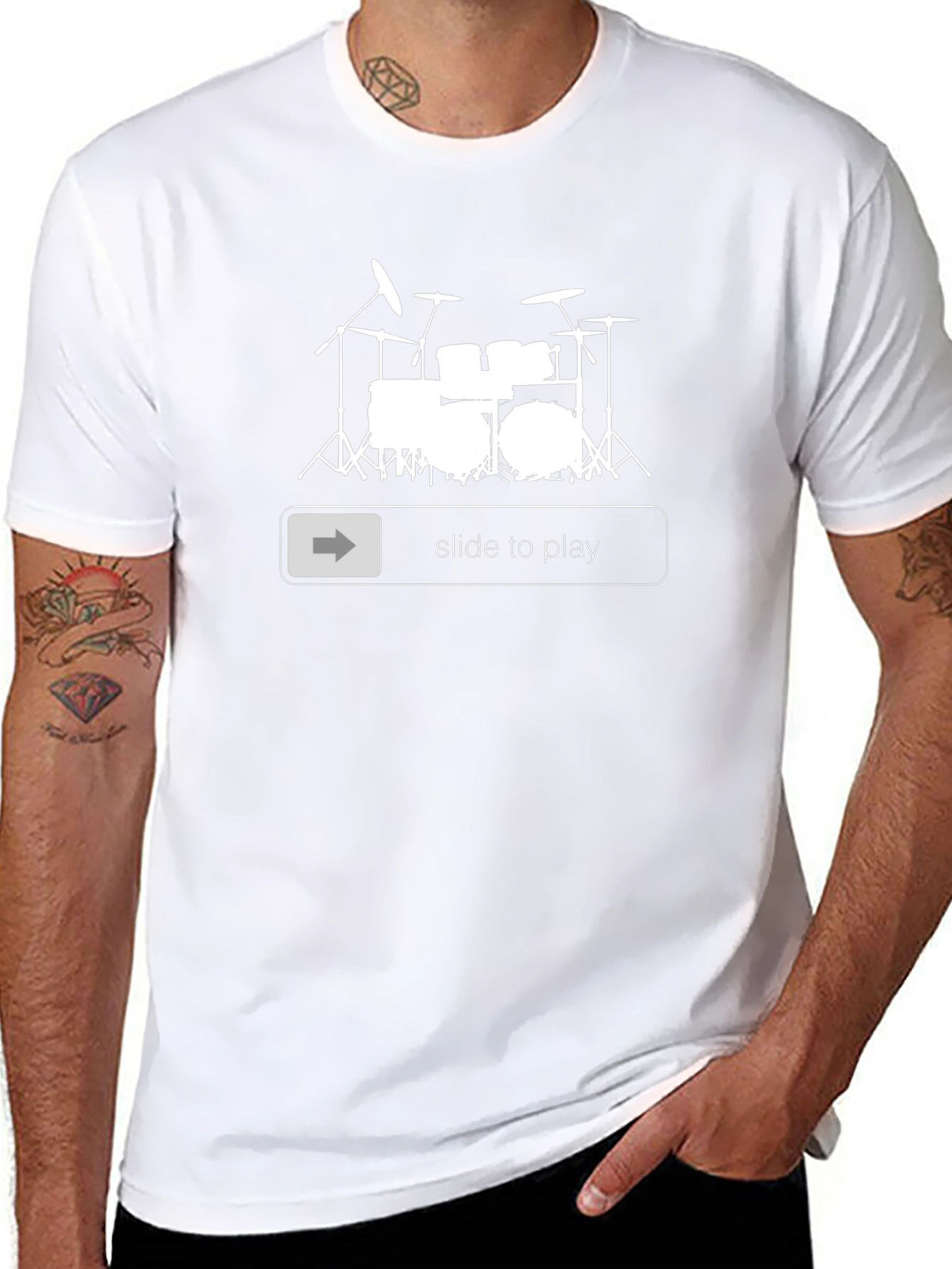 Drum Set Slide To Play Black T-Shirt