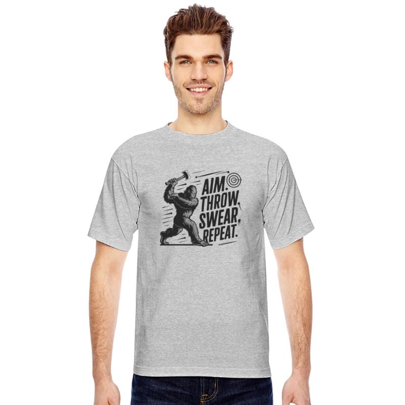 Aim Throw Swear Repeat Funny Axe Throwing BIGFOOT