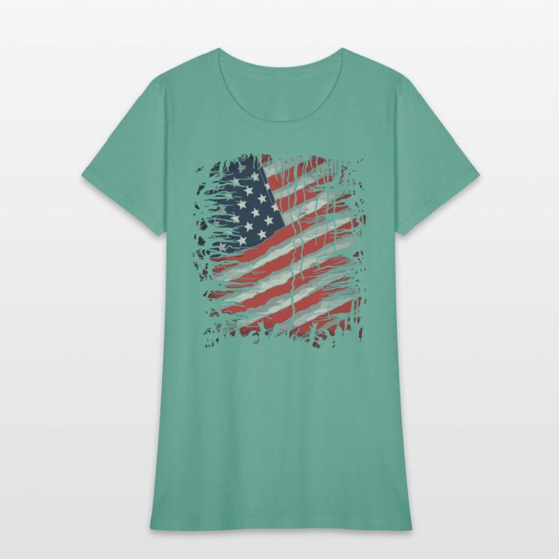 American Flag Ripped 4th of July USA