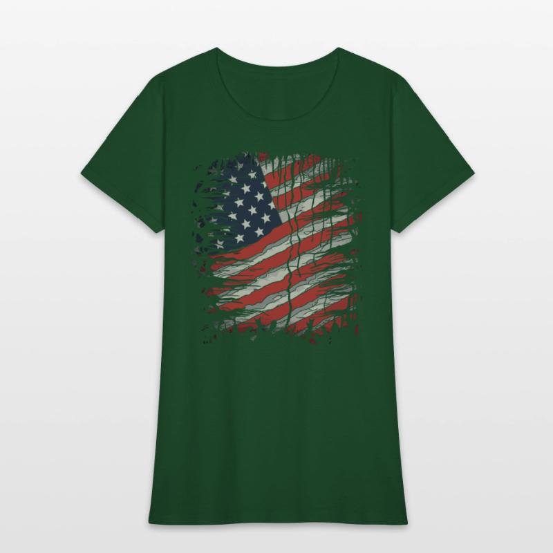 American Flag Ripped 4th of July USA