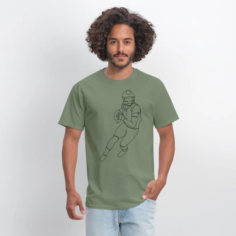 American Football Player Running Catching Ball