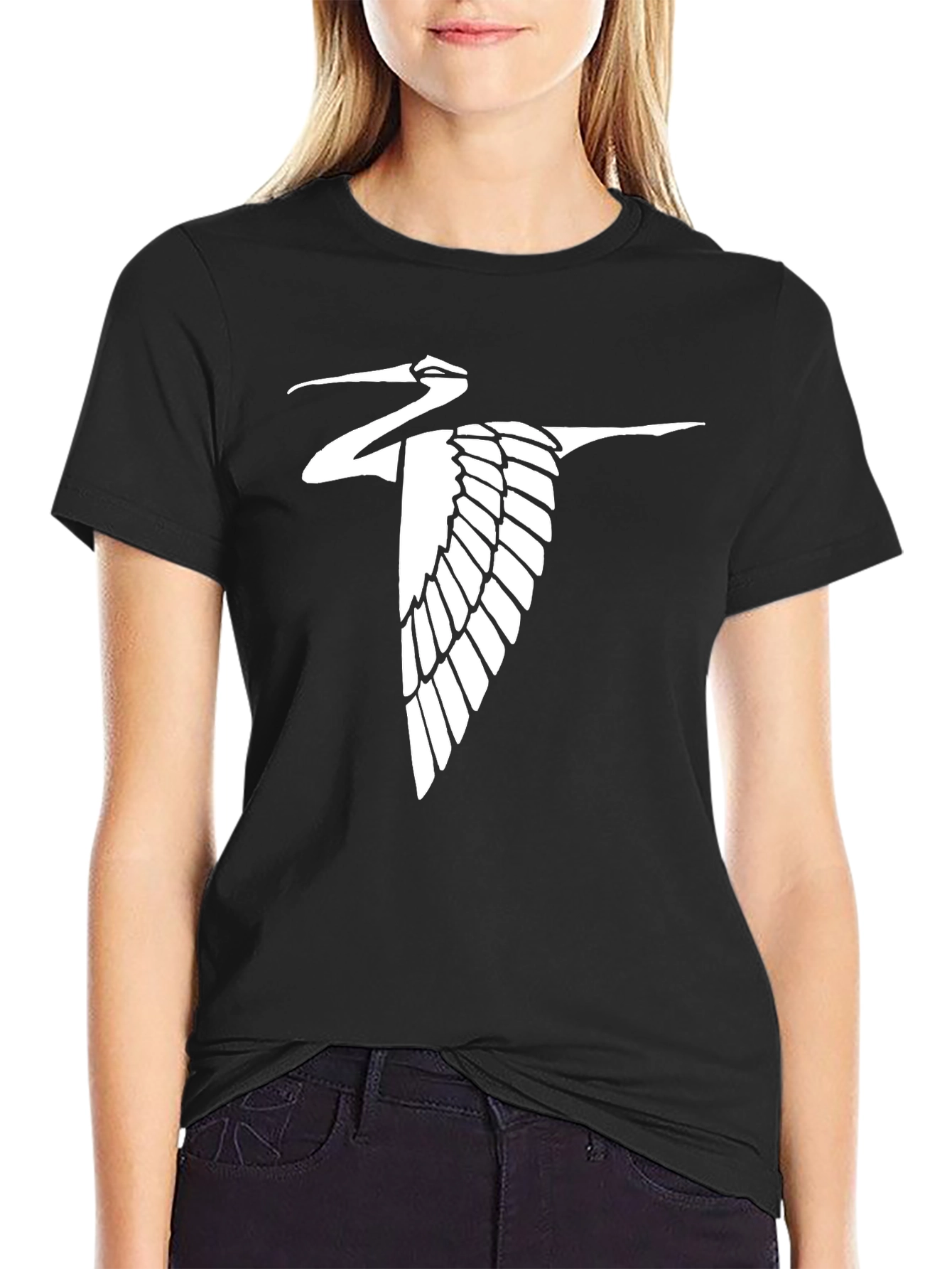 Crane Silhouette Black T-Shirt