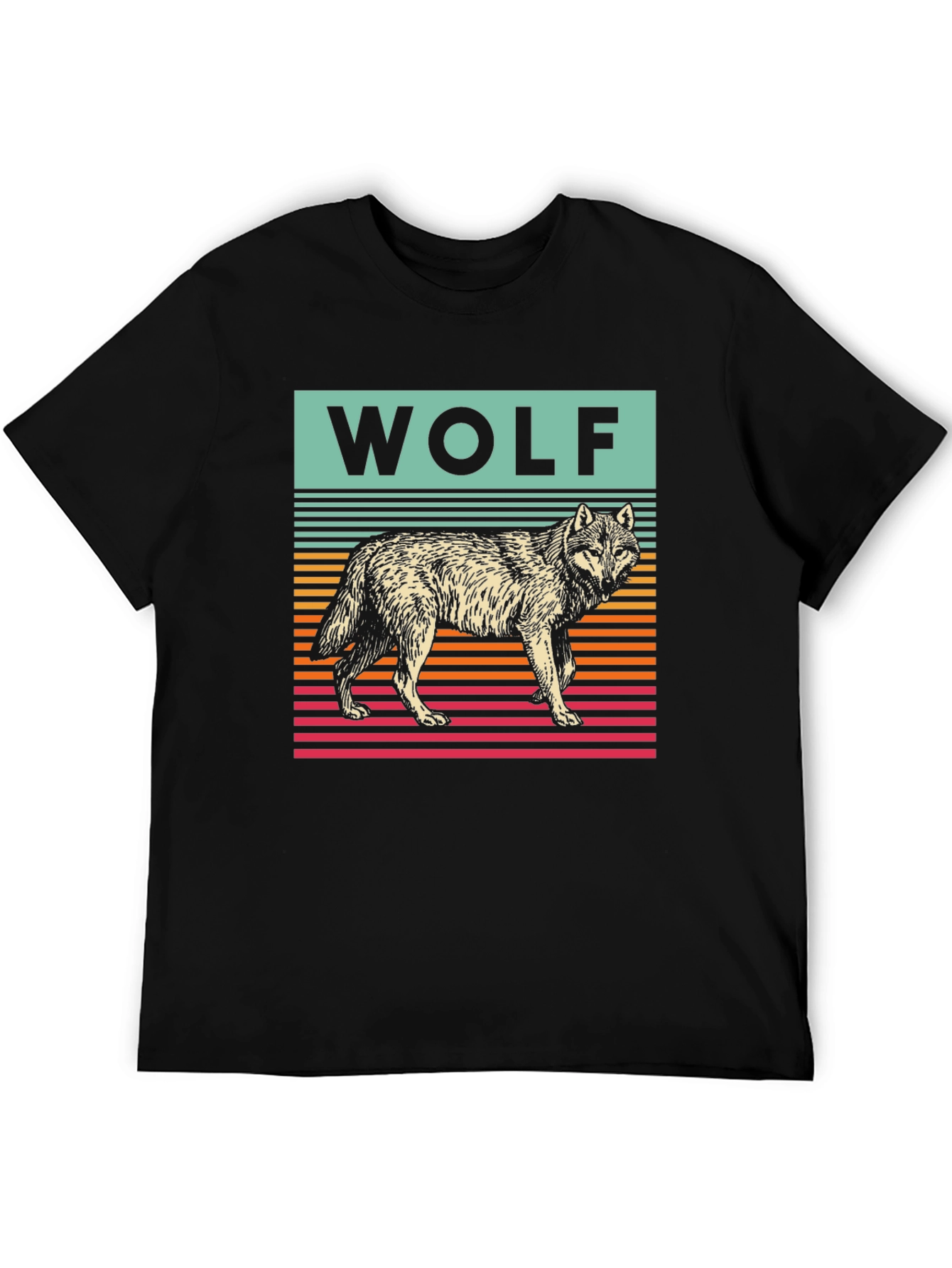 Retro Wolf Graphic Tee - Stylish Animal Print Shirt